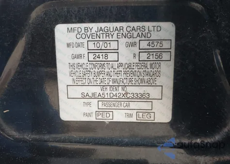 2002 Jaguar X-Type 2.5L z USA, uszkodzony, nr VIN SAJEA51D42XC33363